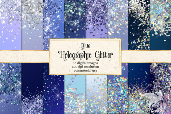 Download Blue Holographic Glitter Digital Paper - Holographic Collection